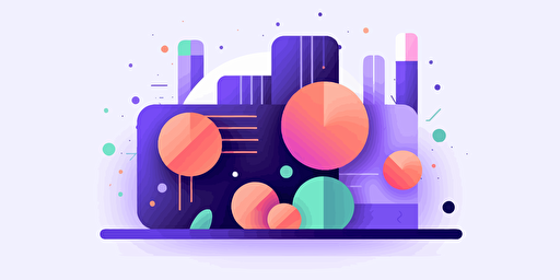 vector image of competing priorities. design milk. flat. the palette is mostly purple with a little bit of blue and green.