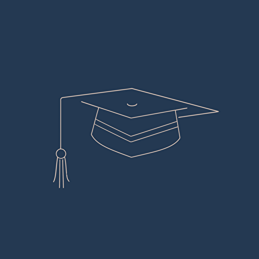 graduation cap, flat vector outline