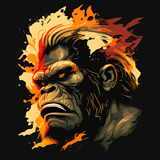 roaring ape, mythical, face, vector