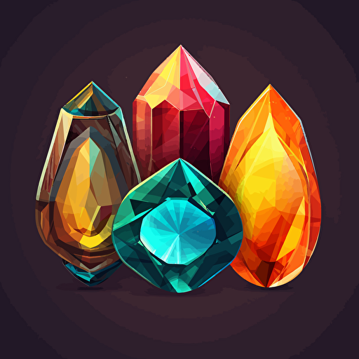 a vector image of 3 stylized gemstones overlapping