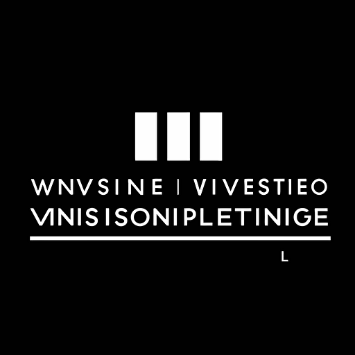 simple minimal logo of a film studio , flat vector style of massimo vignelli, black background