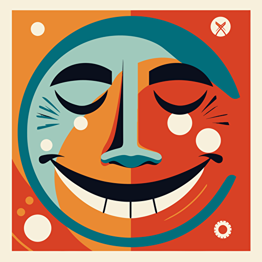 1960s vector smilie face, no background