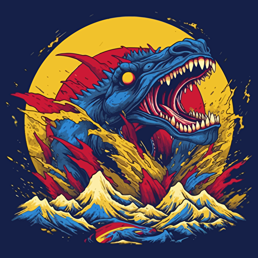 A Red, Blue, and Yellow from the Colorado flag vector logo featuring elements of Colorado inspired by orruks Gorkamorka Ironjaw and Bonesplitter alike are caught up in a tidal wave of violence that smashes entire civilizations to rubble.