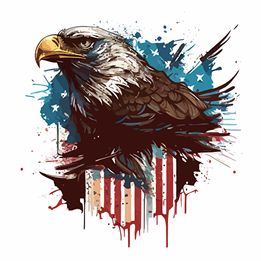 american flag eagle vector,comic style, white background
