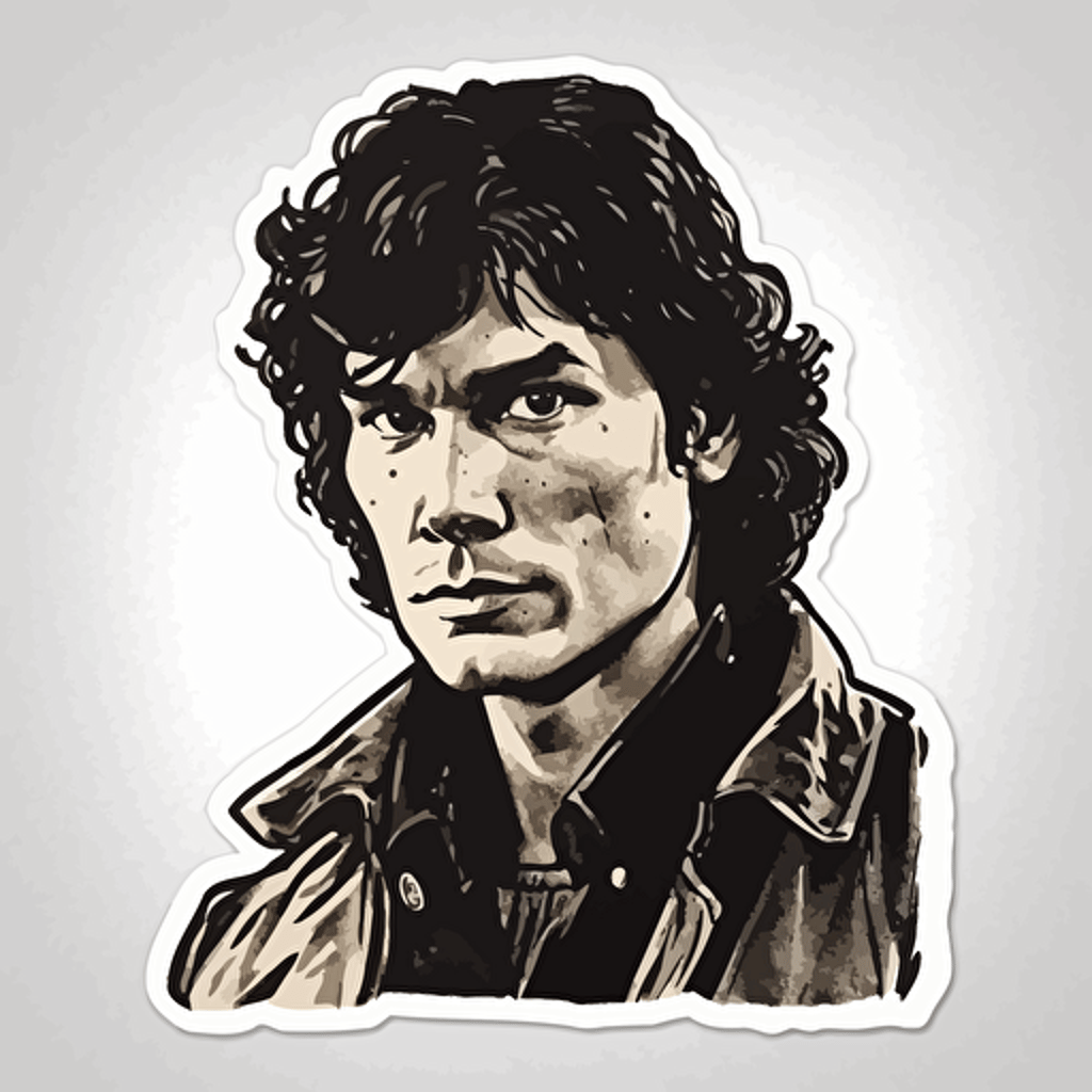 Serial Killer,Richard Ramirez, The Night Stalker, Horror, VHS Horror, Sticker, 80s horror comic art, Vector,