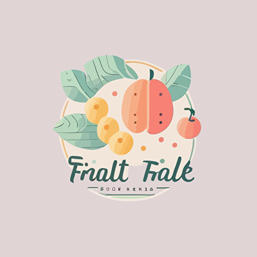 simple fruit logo, vector, flat design, youtube channel, simple recipe, pastel colors