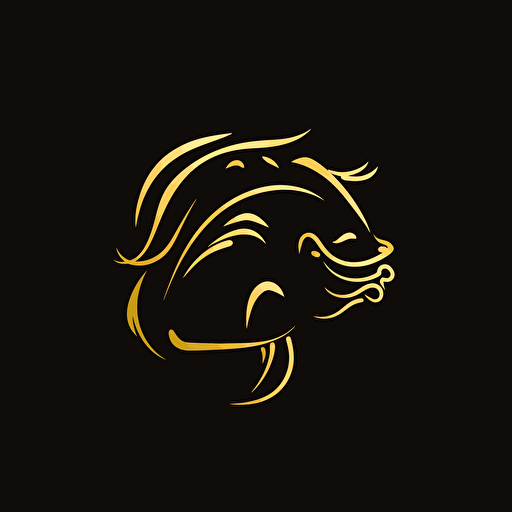 meat, logo, simple, vector, stroke, chinese style, yellow color, black background