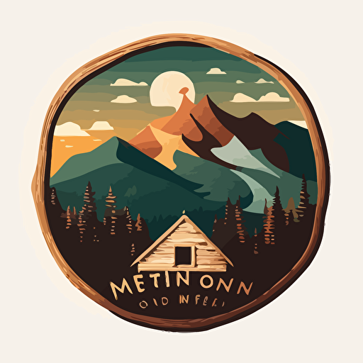 a logo for a cabin in the woods with New hampshire's white mountain national forest in the background and a campfire in the foreground called North of the Notch that incorporates wood grain, minimal, flat, simple, modern, vector