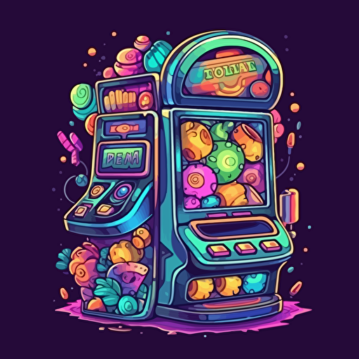 cartoon slot machine, hypercolor, vector