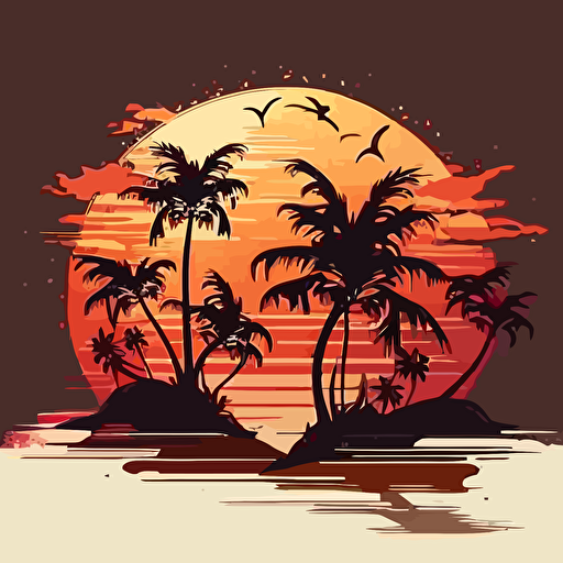 palms, beach, vector,