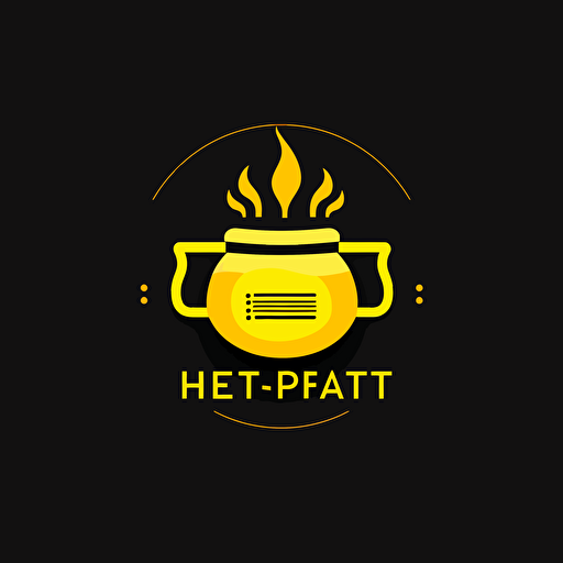 Simple logo design of hot pot restaurant, flat 2d, vector, company logo, by Kazi Mohammed Erfan, yellow color, black background
