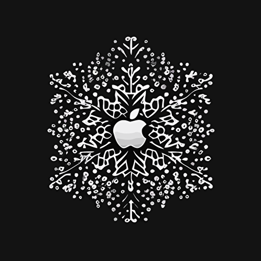 apple like a snowflake minimalistic logo , black and white, linear, vector
