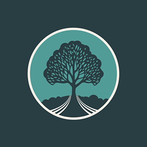 simple vector logo with trees and road, 1 color, silhouette, dribbble, behance