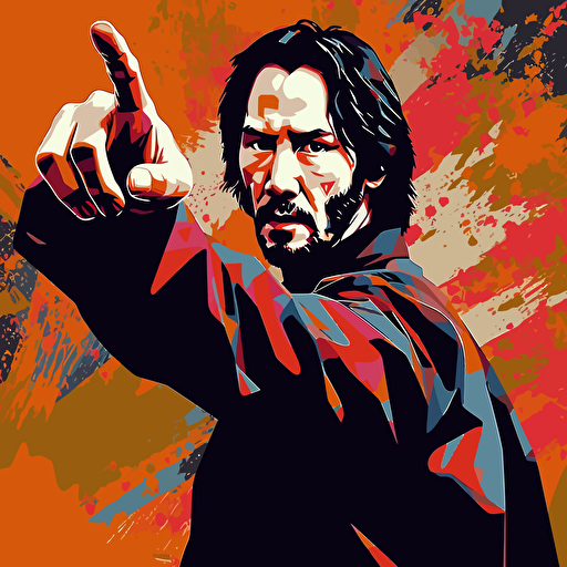 keanu reeves i know kung fu as an illustration, 8 color flat vector art
