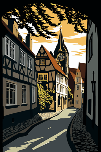 German village, svg vector drawing