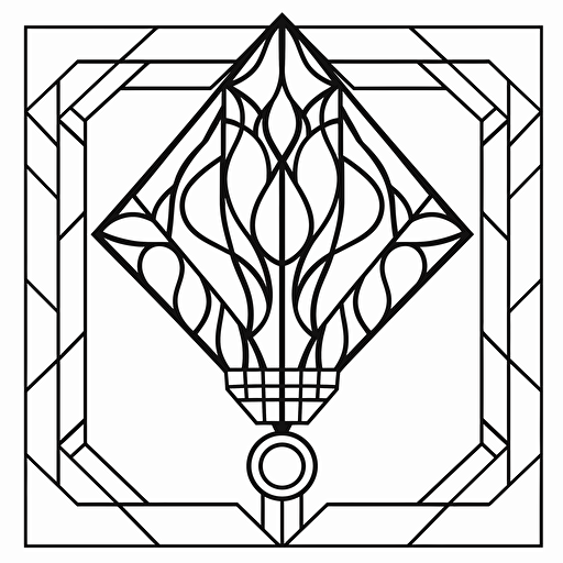 simple vector drawing outline of a geometirc lamp. stained glass pattern.