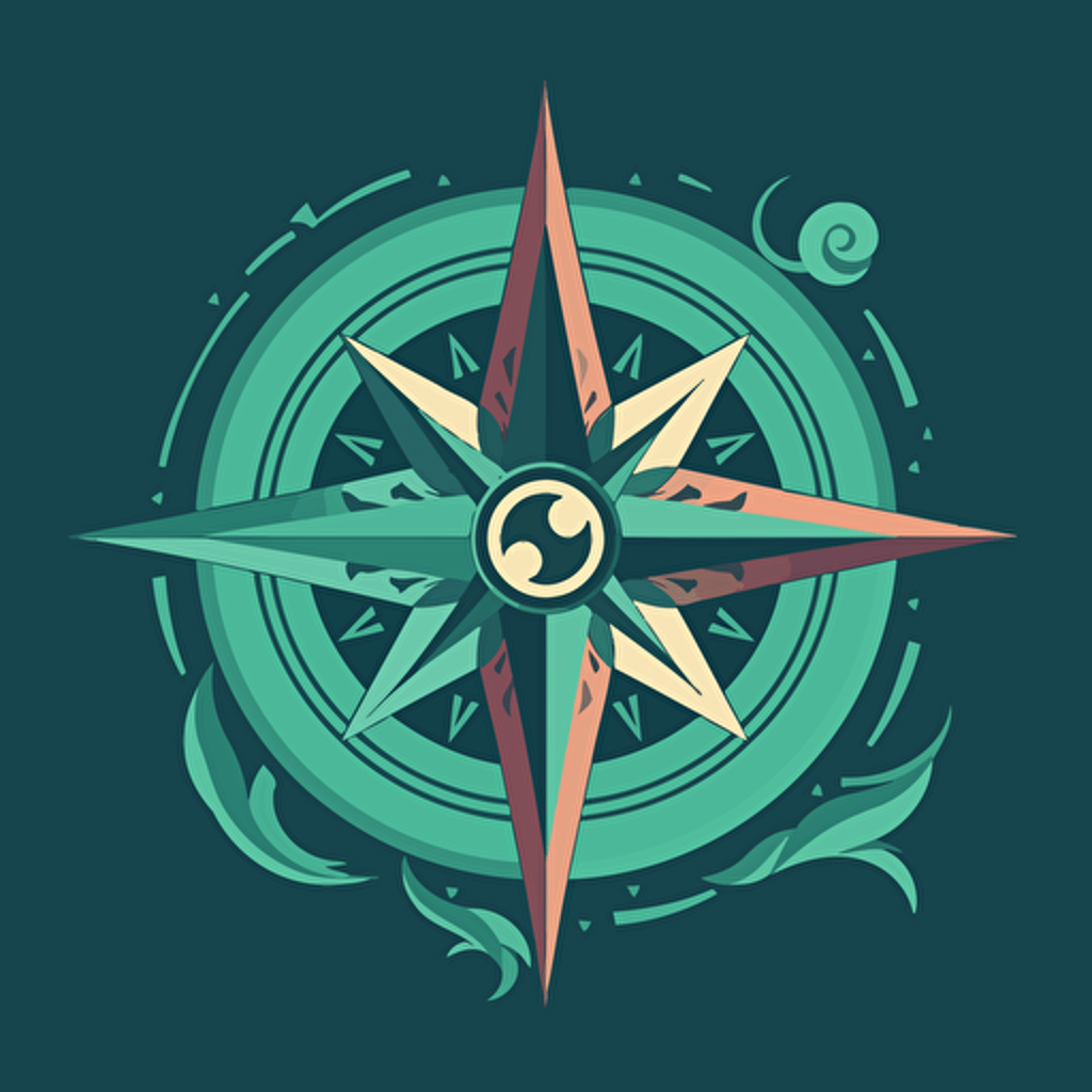 very simple logo for wind rose of life, vector flat, PNG, SVG, flat shading, solid background, mascot, logo, vector illustration, masterwork, 2D, simple, illustrator