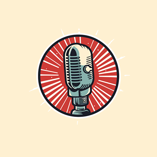 very simple vector logo of a spotlight coming from the celing and microphone, linework