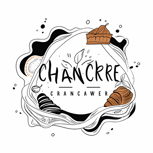 a vector black and white line drawing logo for Baked Change. Baked Change: Savor my consciously crafted confections and know that you’re collaborating on a recipe for positive change. You may even feel the calm baked into each bite! Indulge with purpose. Bake Change. a vector black and white line drawing minimlaist logo style