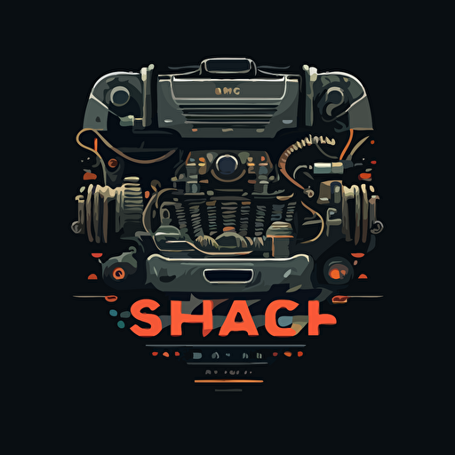 [Search Engine] "style", "corporate logo","minimalist","flat vector","simple","dark background", "2D", "style of Rob Janoff"],subject: "Car Engine mixed with Search technology"