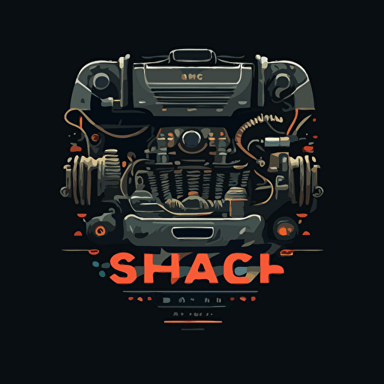 [Search Engine] "style", "corporate logo","minimalist","flat vector","simple","dark background", "2D", "style of Rob Janoff"],subject: "Car Engine mixed with Search technology"