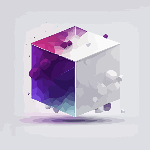 tesseract , flat vector illustration, UI illustration, GUI, Minimalism, White background, purple colors