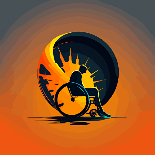 a modern futuristic minimal vector logo design from a wheelchair user