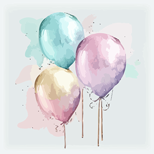 watercolor pastel foil balloons, vector