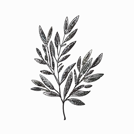 vector drawing, olive leaf, straight and thin, minimalistic ornament