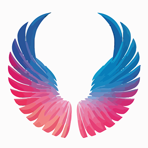 flat vector logo of circle, the simple wings inside, blue pink gradient, simple minimal, by Ivan Chermayeff