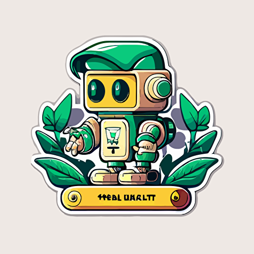 2d vector sticker emblem ai pharmacist half robot half human mascot dribble