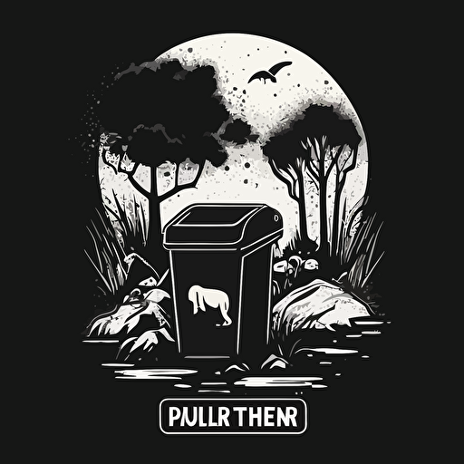 Use the provided dustbins to dispose of your waste and help us preserve the natural beauty of this area. Litter harms wildlife, pollutes waterways, and ruins the experience for others. Thank you for keeping our environment clean!, make a black and white sign, icon, vector, minimal.