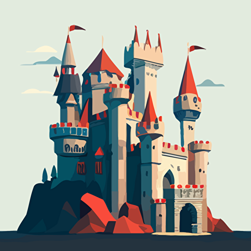 a castle with defense layers, vector art, illustration
