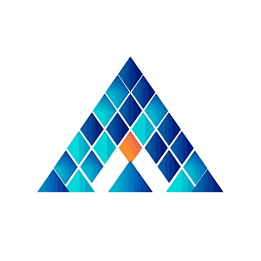The technology company logo is composed of triangles and squares, with blue and Peacock blue colors, vectors,hd