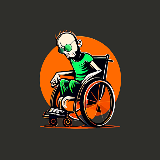 a mascot logo of a wheelchair user‘ simple, vector, minimalistic, no shading