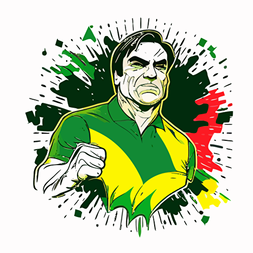 Bolsonaro in brazil colors doodle vector ilustration