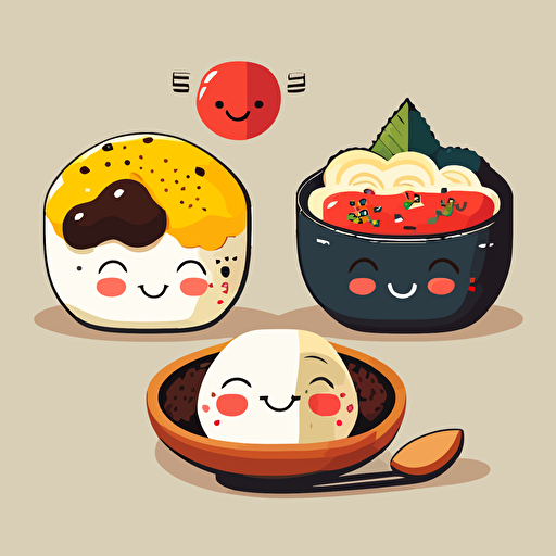 cute japanese entrees smilling. Vector style. Drawing 2d.