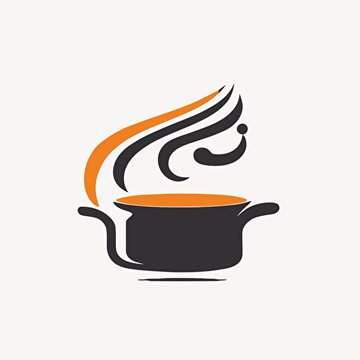 a logo, saucepan, recycle, induction icon, hot, simple, black and orange, vector