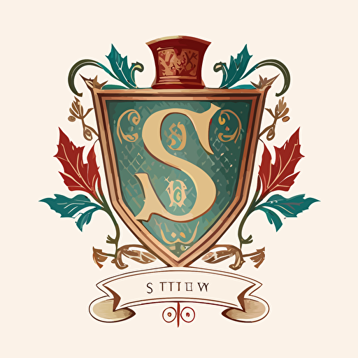 Family crest, main letter P, smaller letters S and V, classic style, vector illustration