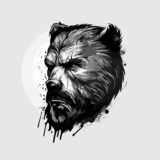 minimalist vector logo, angry bear, charcoal drawing, ultra detailled, face, white background