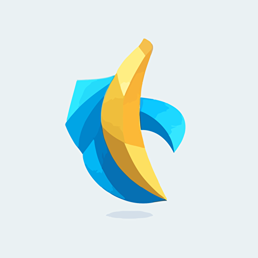simple logo design of a blue banana , white background, flat 2d, vector, company logo, low poly –-v 5