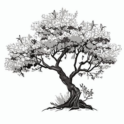 simple line style vector art of empress tree in bloom
