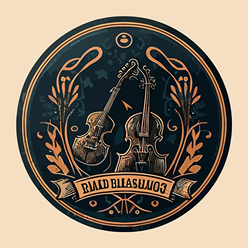 sticker with simple vector logo of bluegrass banjo music workshop, no circle