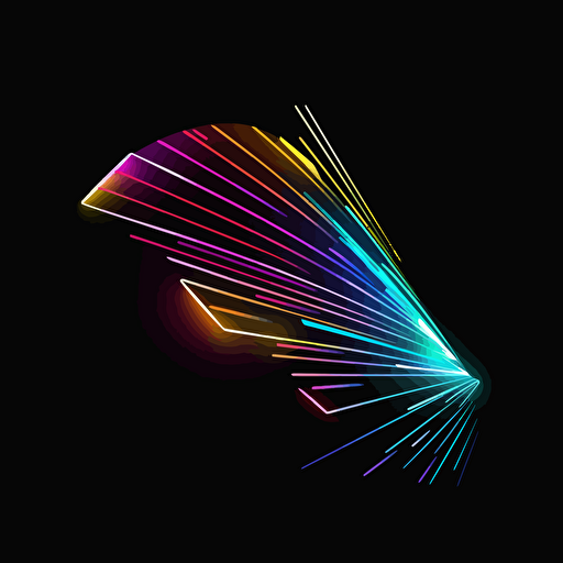 futuristic iconic logo of a mouse cursor resembling a prism, white vector, on black background