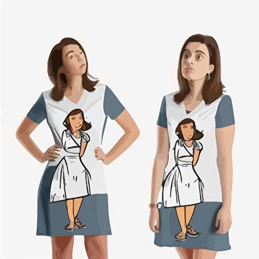 dilber 2d flat vectorized white background women middle aged casual dress looking confused