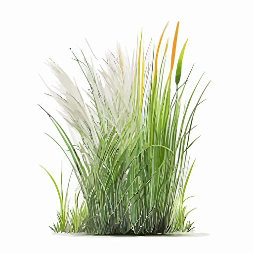 long grass, grass, vector art, morandi colours, isolated white background