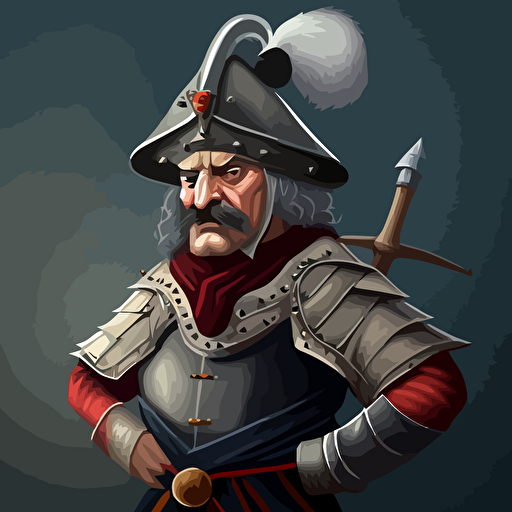 a strong and mean soldier from the XVIth century, vector style