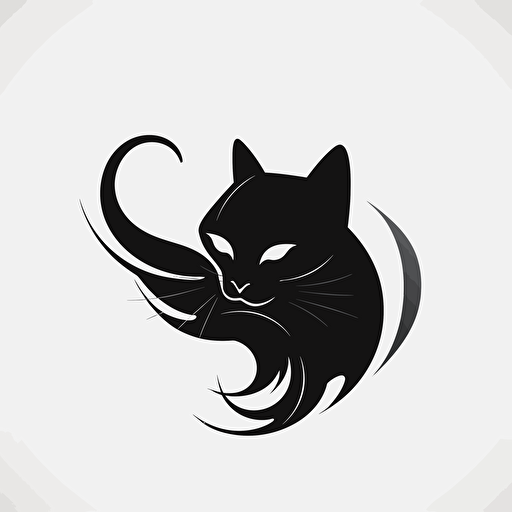 in a black circle, vector, logo design, white background, cat black, 6144x6144