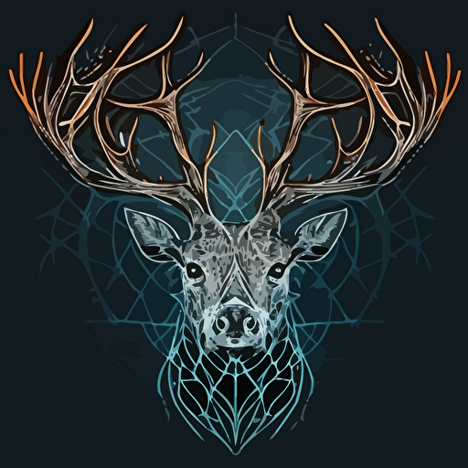 stag head, vector art, flash, outline, symmetrical