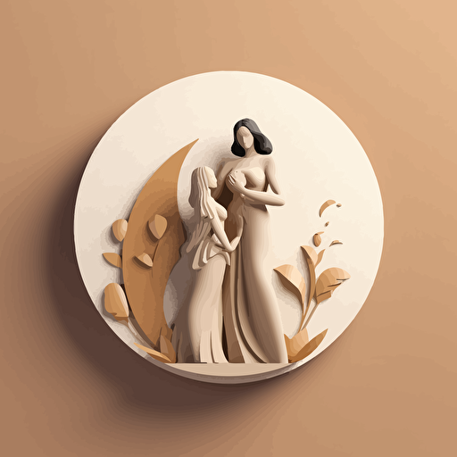 Create a modern logo with two vector cakes featuring a mother and two daughters all in a circular frame. do it with gold, old pink and black colors, with letters around it that say mariamy